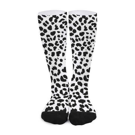 Black And White Jaguar Pattern Print Long Socks