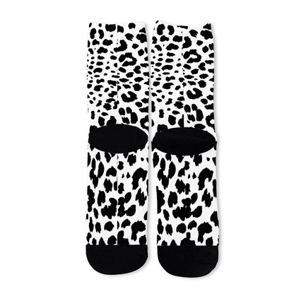 Black And White Jaguar Pattern Print Long Socks