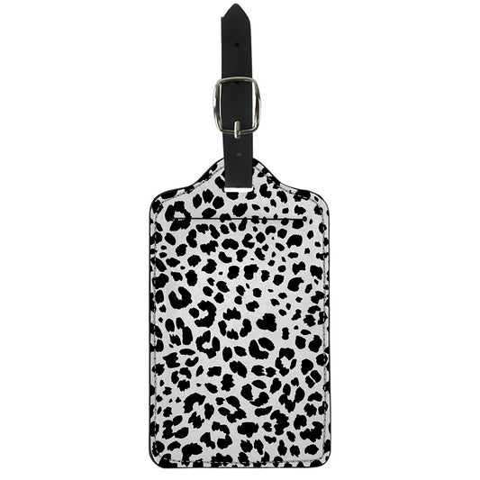 Black And White Jaguar Pattern Print Luggage Tag