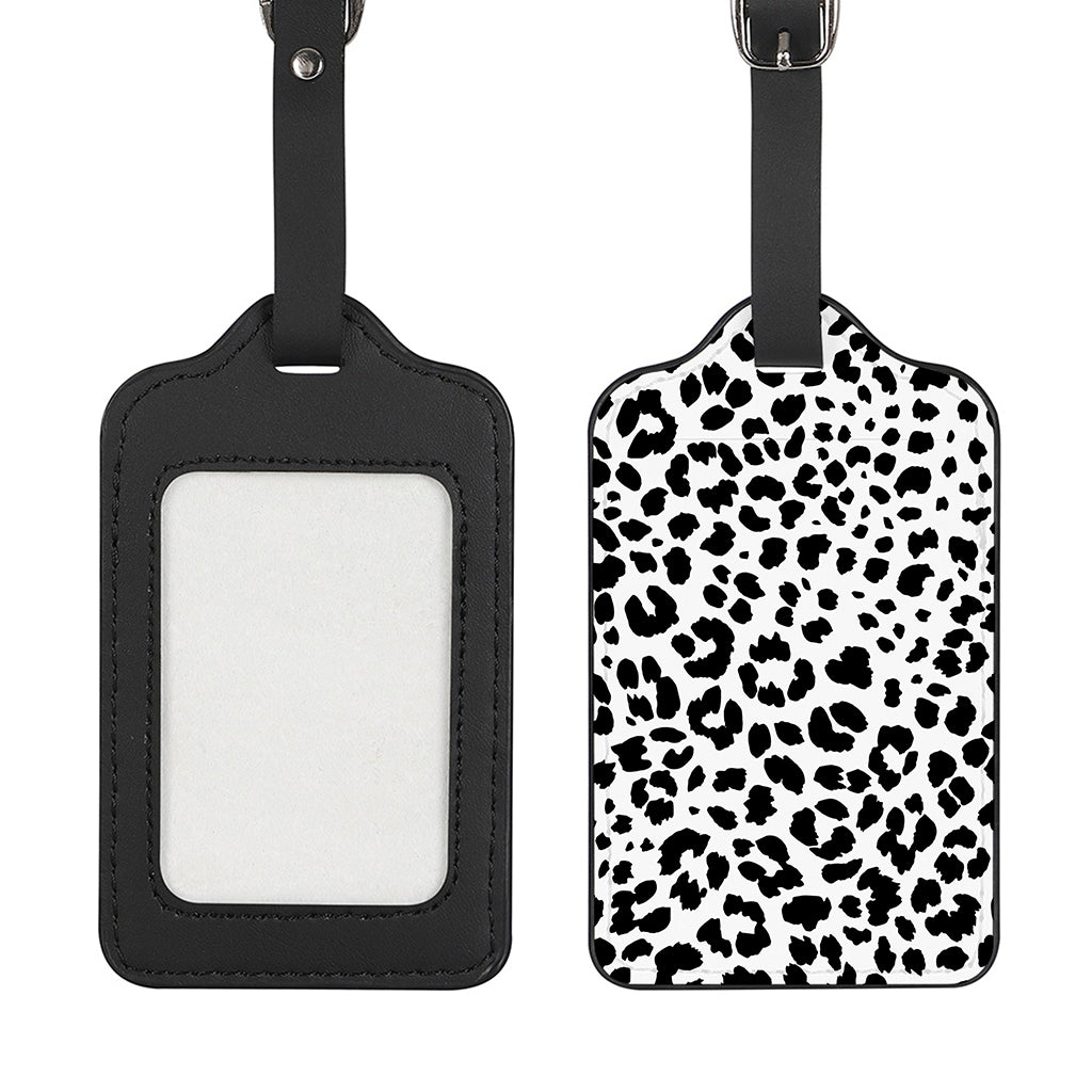 Black And White Jaguar Pattern Print Luggage Tag