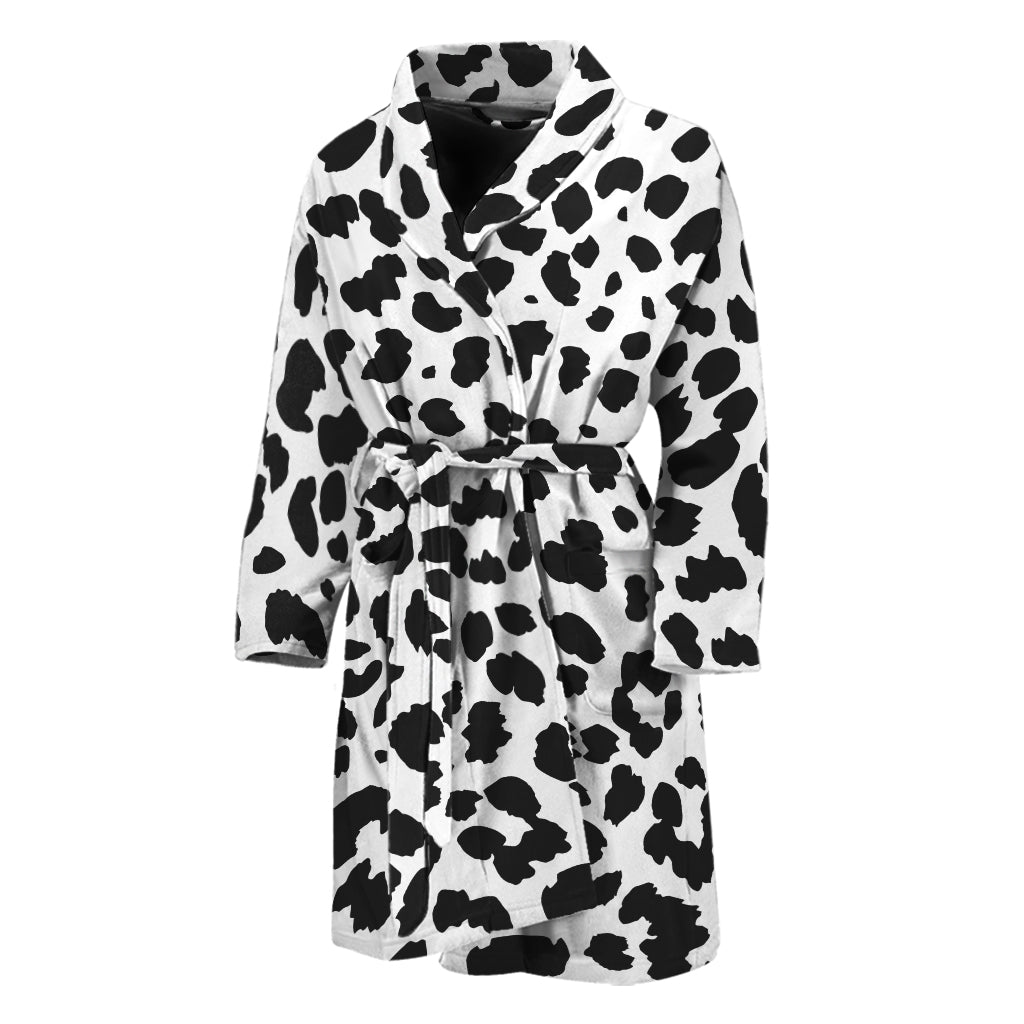 Black And White Jaguar Pattern Print Men's Bathrobe