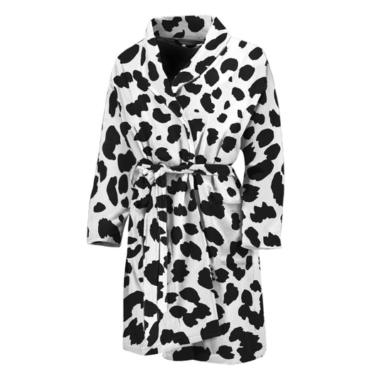 Black And White Jaguar Pattern Print Men's Bathrobe