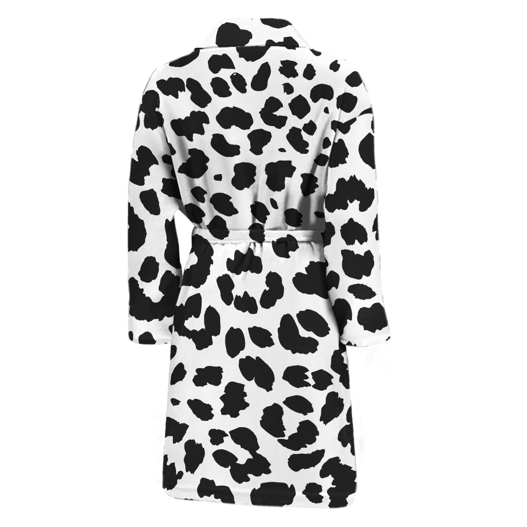 Black And White Jaguar Pattern Print Men's Bathrobe