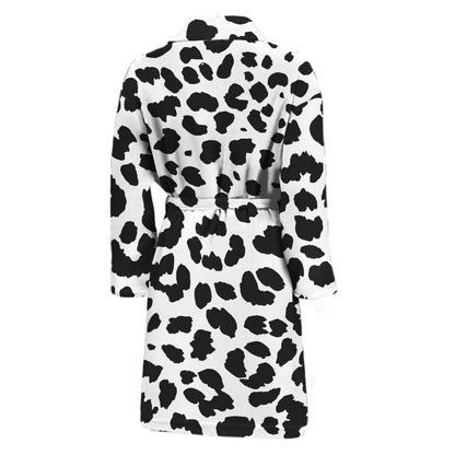 Black And White Jaguar Pattern Print Men's Bathrobe