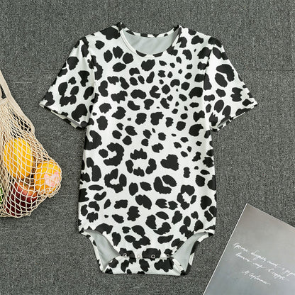 Black And White Jaguar Pattern Print Men's Bodysuit