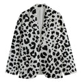Black And White Jaguar Pattern Print Men's Cotton Blazer