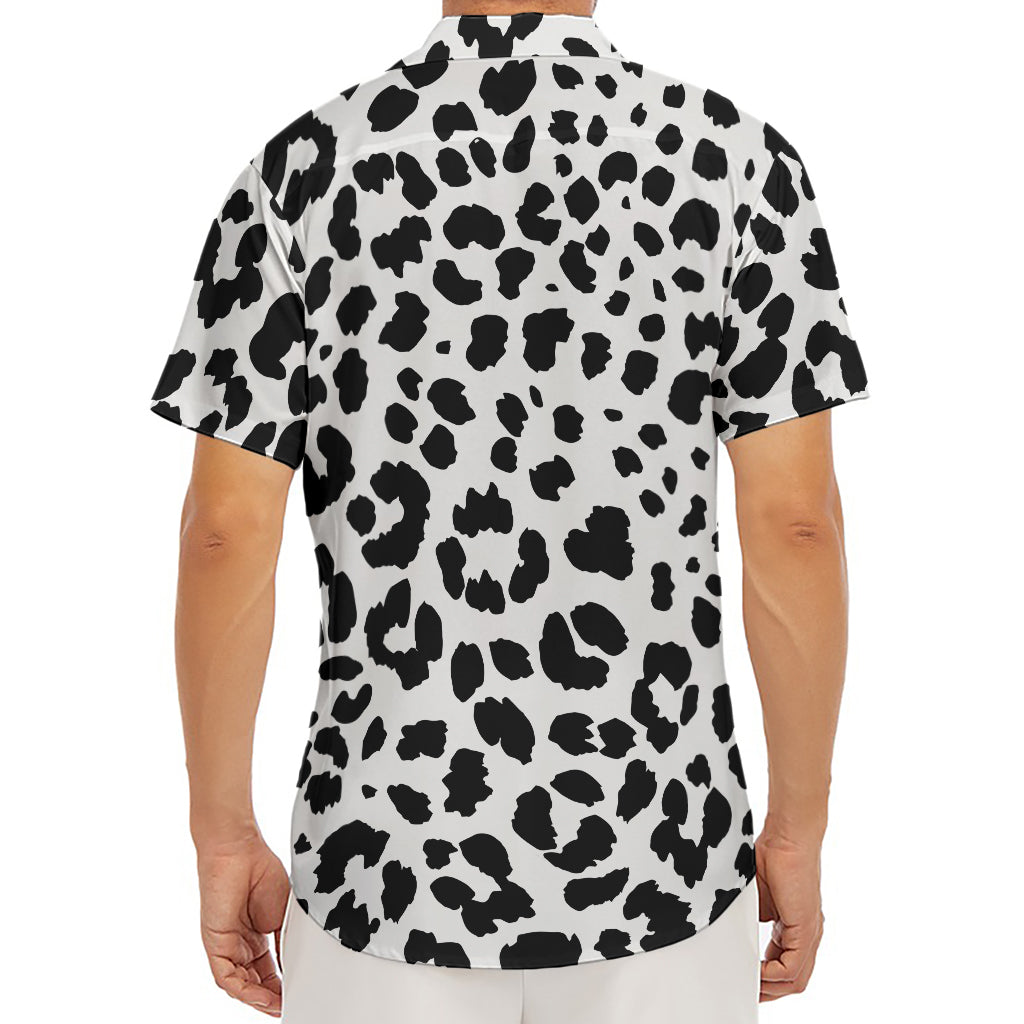 Black And White Jaguar Pattern Print Men's Deep V-Neck Shirt