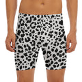 Black And White Jaguar Pattern Print Men's Long Boxer Briefs