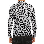 Black And White Jaguar Pattern Print Men's Long Sleeve Rash Guard