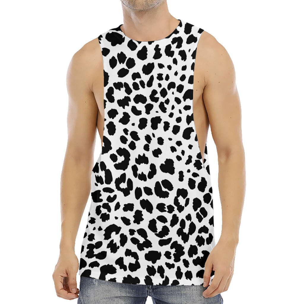 Black And White Jaguar Pattern Print Men's Muscle Tank Top