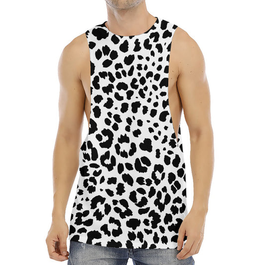 Black And White Jaguar Pattern Print Men's Muscle Tank Top