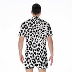 Black And White Jaguar Pattern Print Men's Rompers