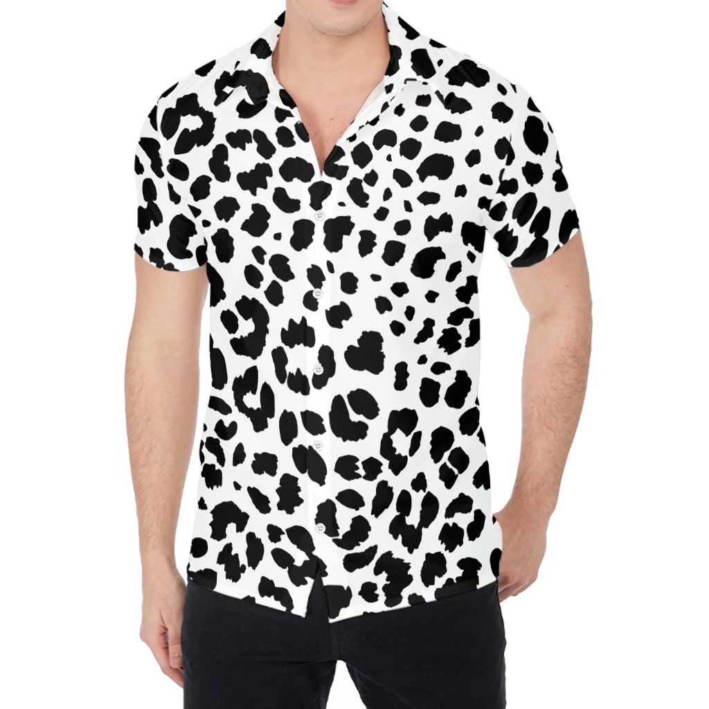 Black And White Jaguar Pattern Print Men's Shirt