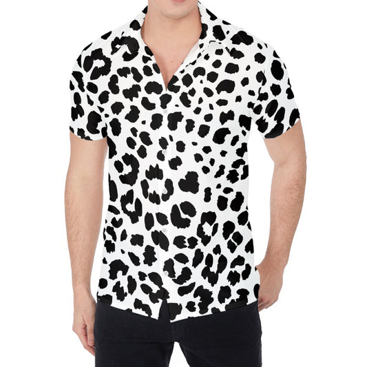 Black And White Jaguar Pattern Print Men's Shirt