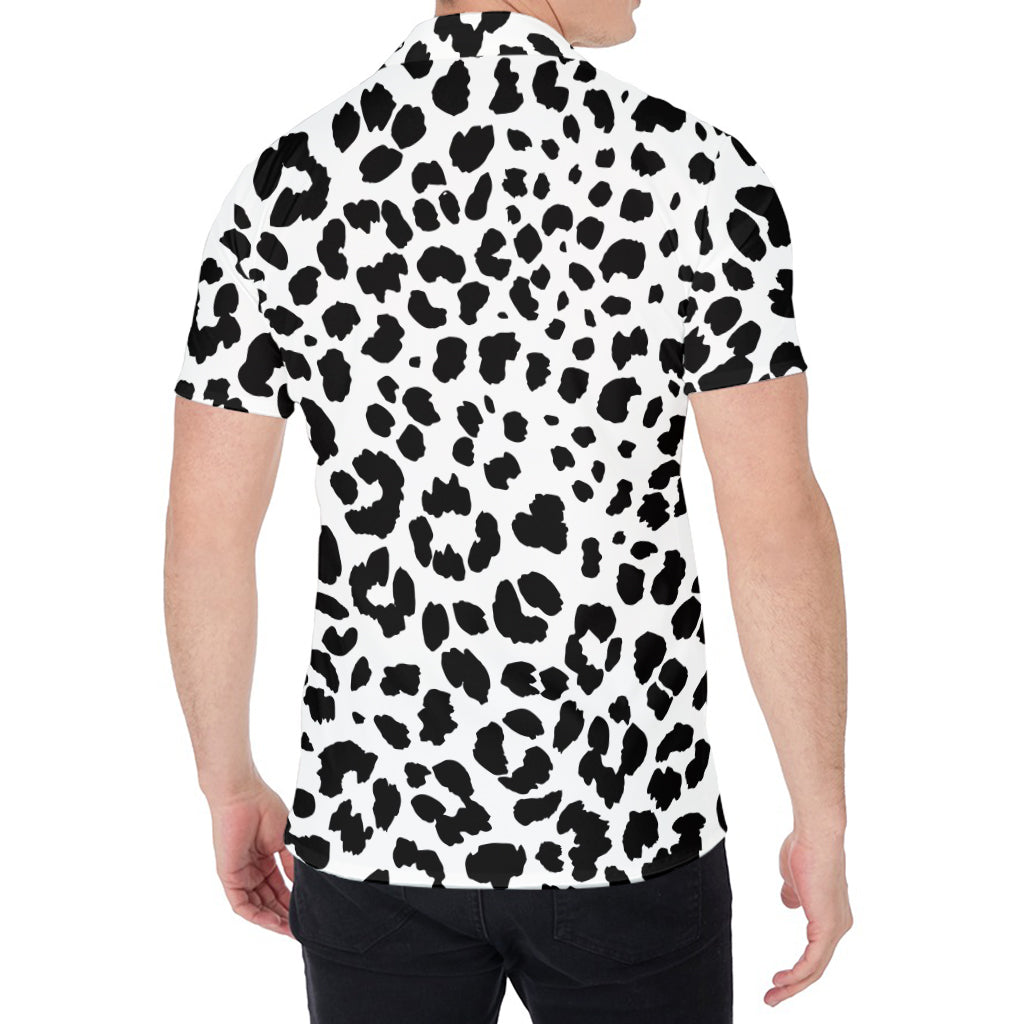 Black And White Jaguar Pattern Print Men's Shirt