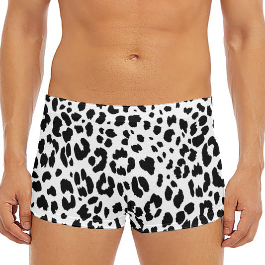 Black And White Jaguar Pattern Print Men's Short Boxer Briefs