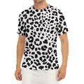 Black And White Jaguar Pattern Print Men's Short Sleeve Rash Guard