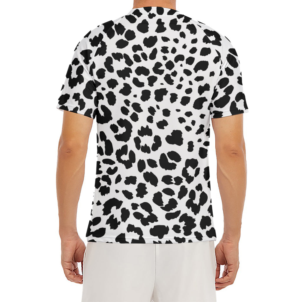 Black And White Jaguar Pattern Print Men's Short Sleeve Rash Guard