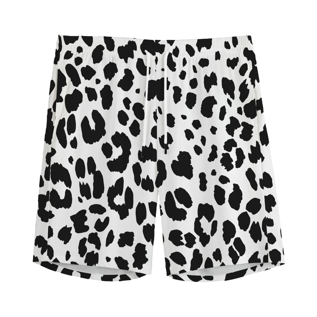 Black And White Jaguar Pattern Print Men's Sports Shorts