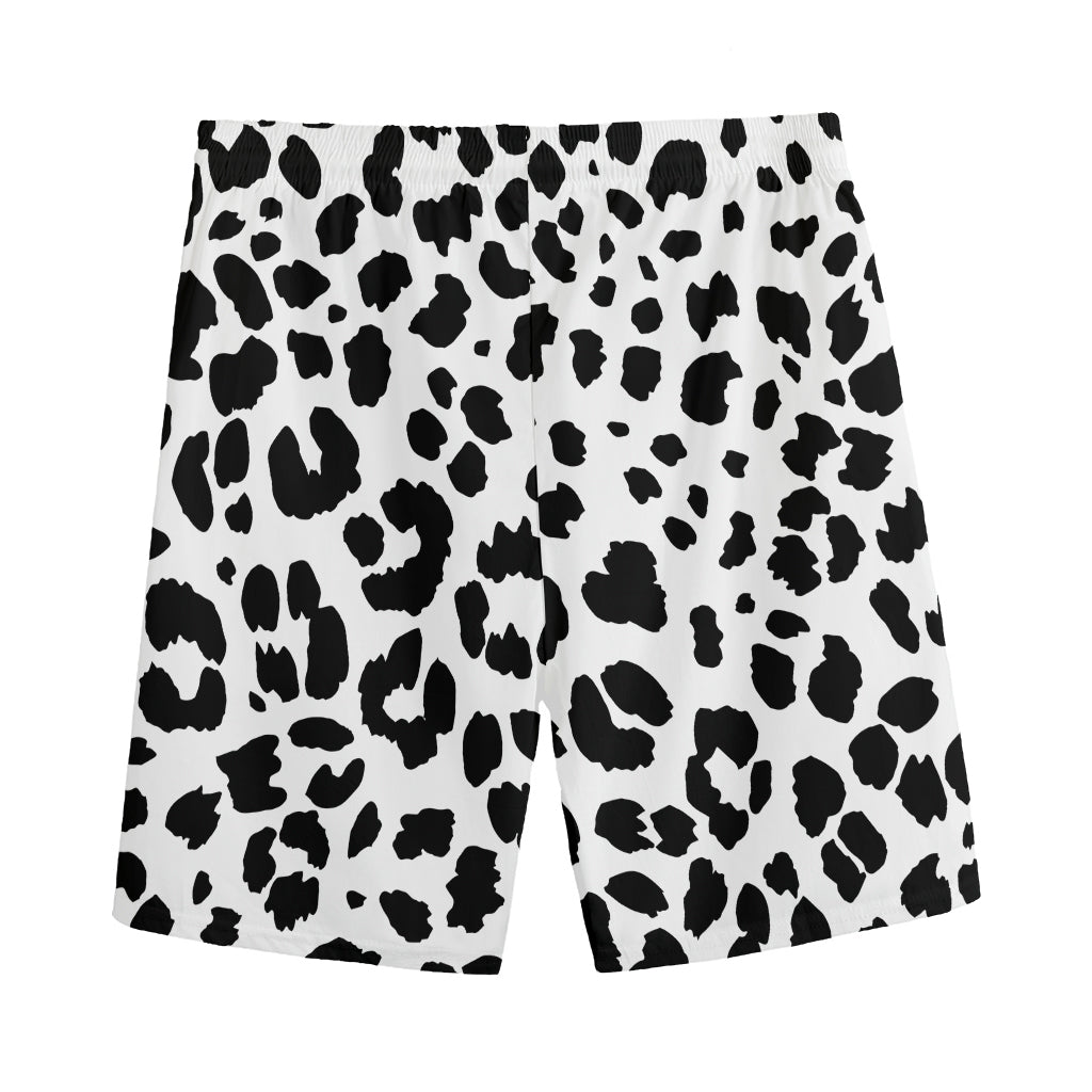 Black And White Jaguar Pattern Print Men's Sports Shorts