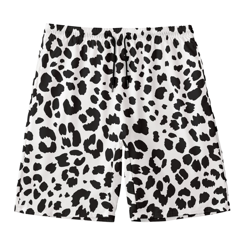 Black And White Jaguar Pattern Print Men's Swim Trunks