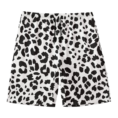 Black And White Jaguar Pattern Print Men's Swim Trunks