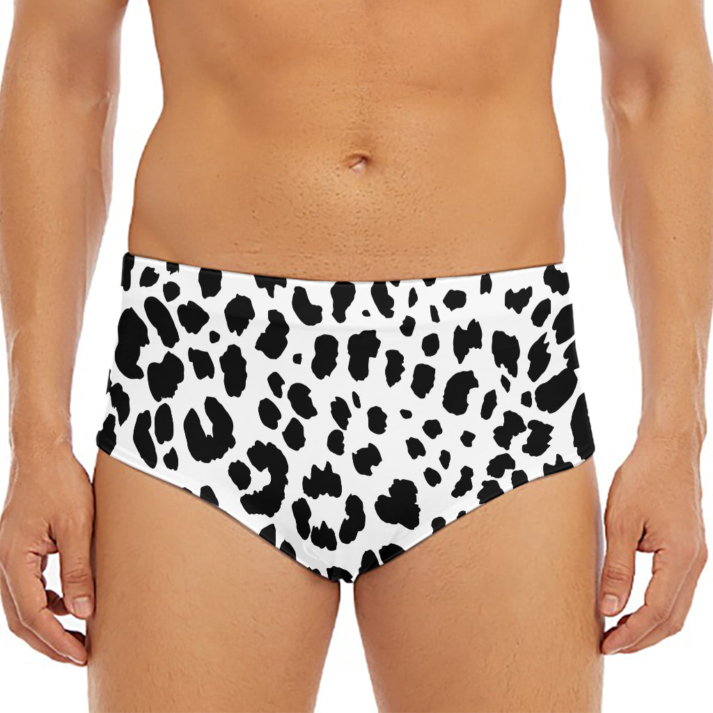 Black And White Jaguar Pattern Print Men's Triangle Swim Briefs