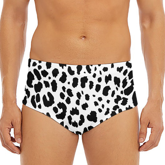 Black And White Jaguar Pattern Print Men's Triangle Swim Briefs