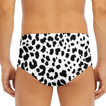 Black And White Jaguar Pattern Print Men's Triangle Swim Briefs