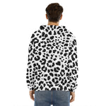 Black And White Jaguar Pattern Print Men's Velvet Pullover Hoodie