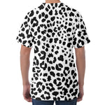 Black And White Jaguar Pattern Print Men's Velvet T-Shirt