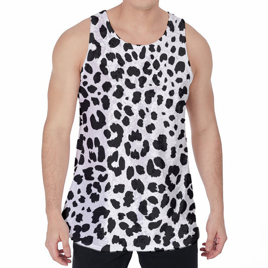 Black And White Jaguar Pattern Print Men's Velvet Tank Top