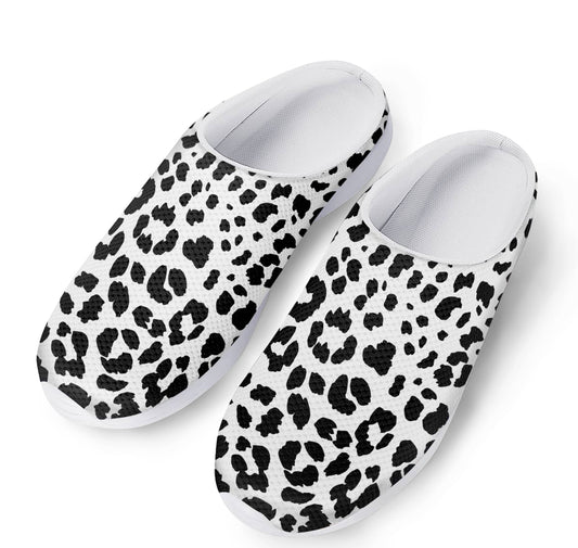 Black And White Jaguar Pattern Print Mesh Casual Shoes