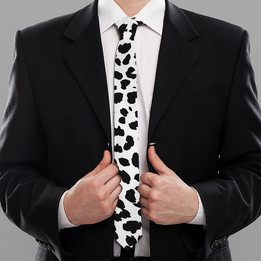 Black And White Jaguar Pattern Print Necktie