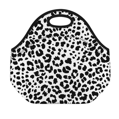 Black And White Jaguar Pattern Print Neoprene Lunch Bag