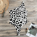 Black And White Jaguar Pattern Print One Shoulder Bodysuit