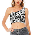 Black And White Jaguar Pattern Print One Shoulder Crop Top