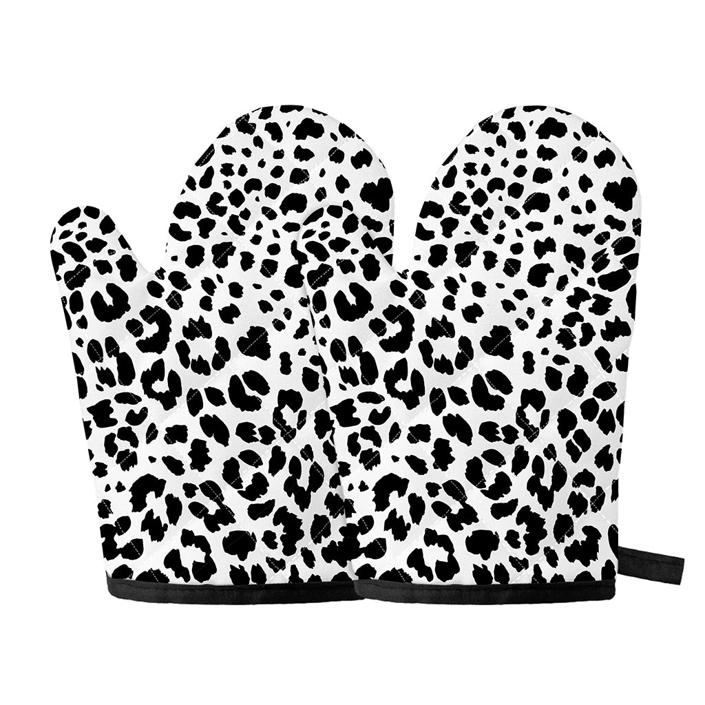 Black And White Jaguar Pattern Print Oven Mitts