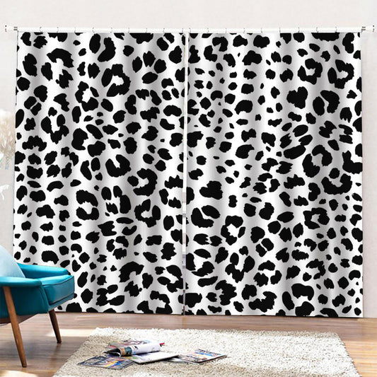 Black And White Jaguar Pattern Print Pencil Pleat Curtains