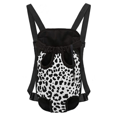 Black And White Jaguar Pattern Print Pet Carrier Backpack