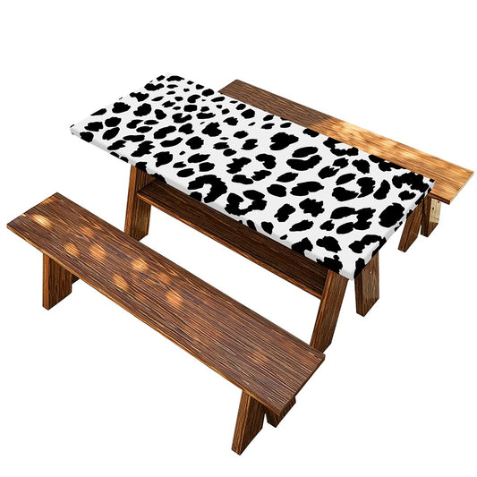 Black And White Jaguar Pattern Print Picnic Table Cover