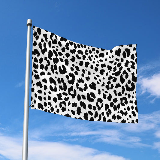 Black And White Jaguar Pattern Print Polyester Flag