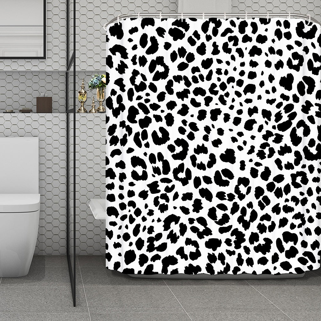 Black And White Jaguar Pattern Print Polyester Shower Curtain