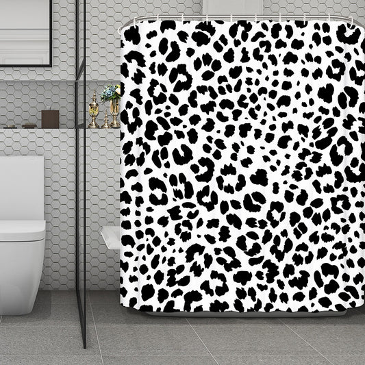 Black And White Jaguar Pattern Print Polyester Shower Curtain