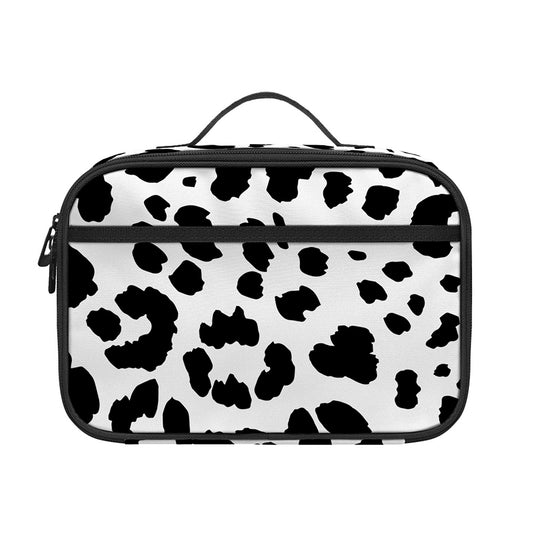 Black And White Jaguar Pattern Print Portable Lunch Bag