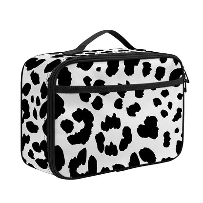 Black And White Jaguar Pattern Print Portable Lunch Bag