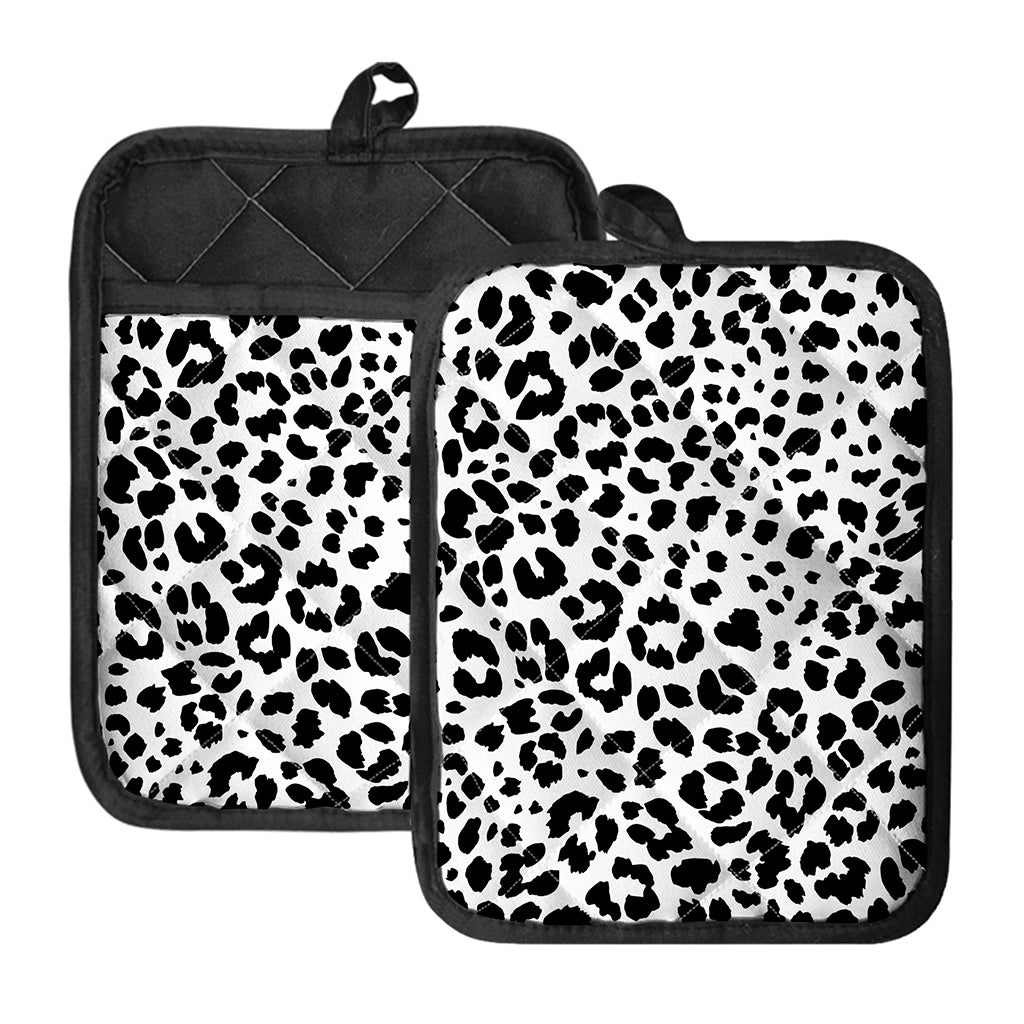 Black And White Jaguar Pattern Print Pot Holders With Pocket