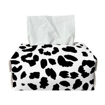 Black And White Jaguar Pattern Print Rectangle Tissue Box Cover
