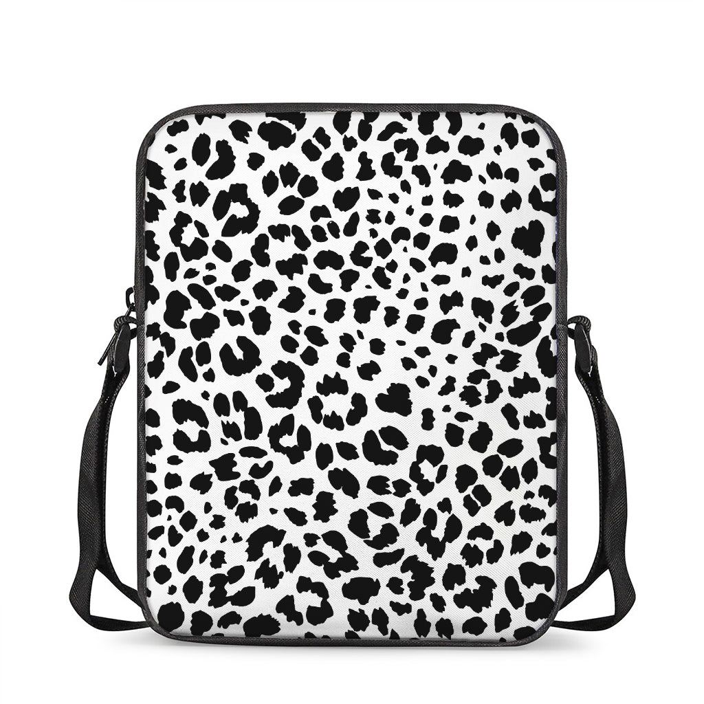 Black And White Jaguar Pattern Print Rectangular Crossbody Bag