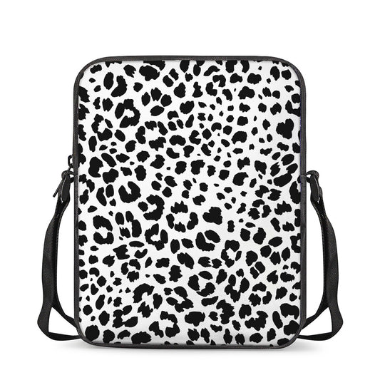 Black And White Jaguar Pattern Print Rectangular Crossbody Bag